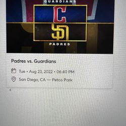 San Diego Padres VS Cleveland Indians, Tuesday, August 23, 6:40pm
