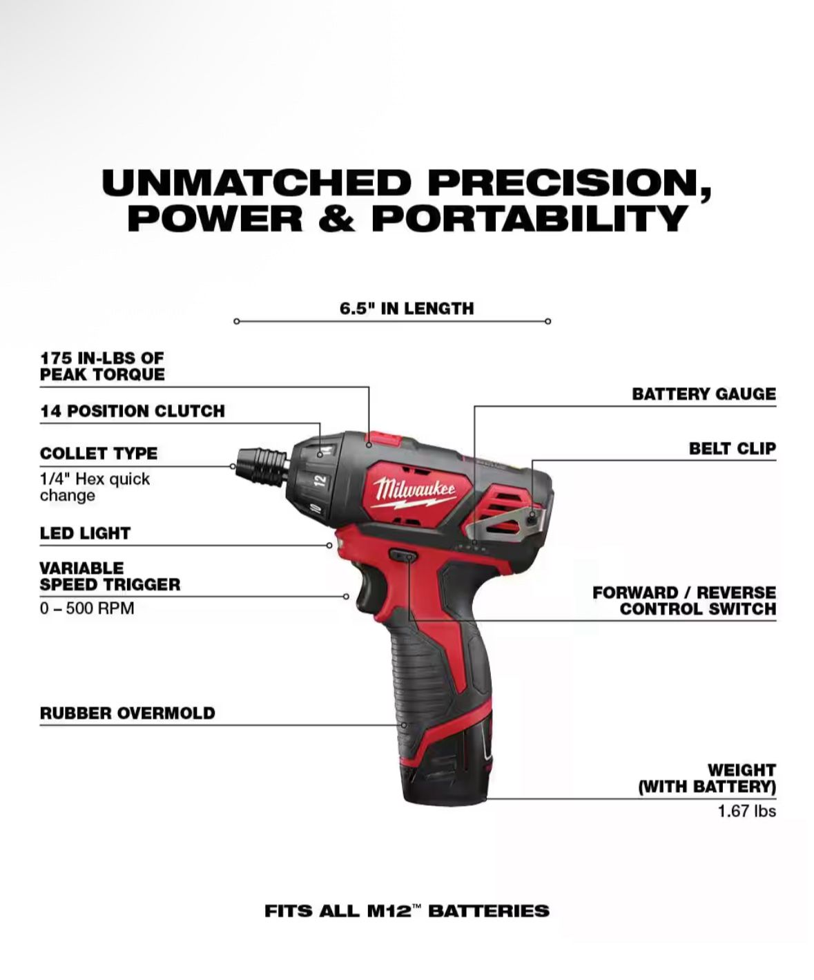 MILWAUKEE M12 Hex Cordless Screwdriver