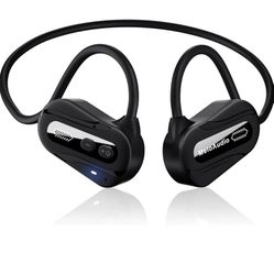 MeloAudio Open Ear Headphones, Bluetooth 5.3 Air Conduction Wireless Sport Headphones with Immersive Premium Bass Up Sound, Waterproof, Dual-Mic Open 