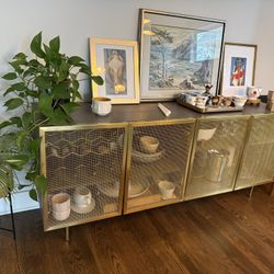 CB2 Trace 71" Brass Wire Mesh Credenza