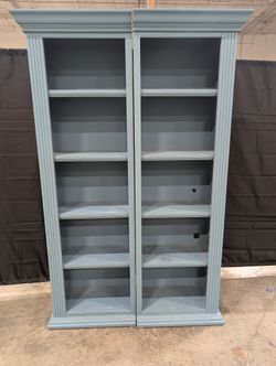 Pair of Tall Teal Bookcases