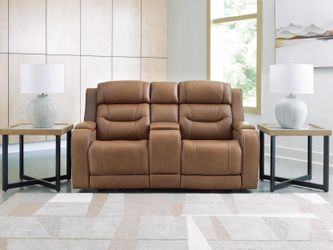 Dreamer Caramel Power Reclining Loveseat with Audio Seating