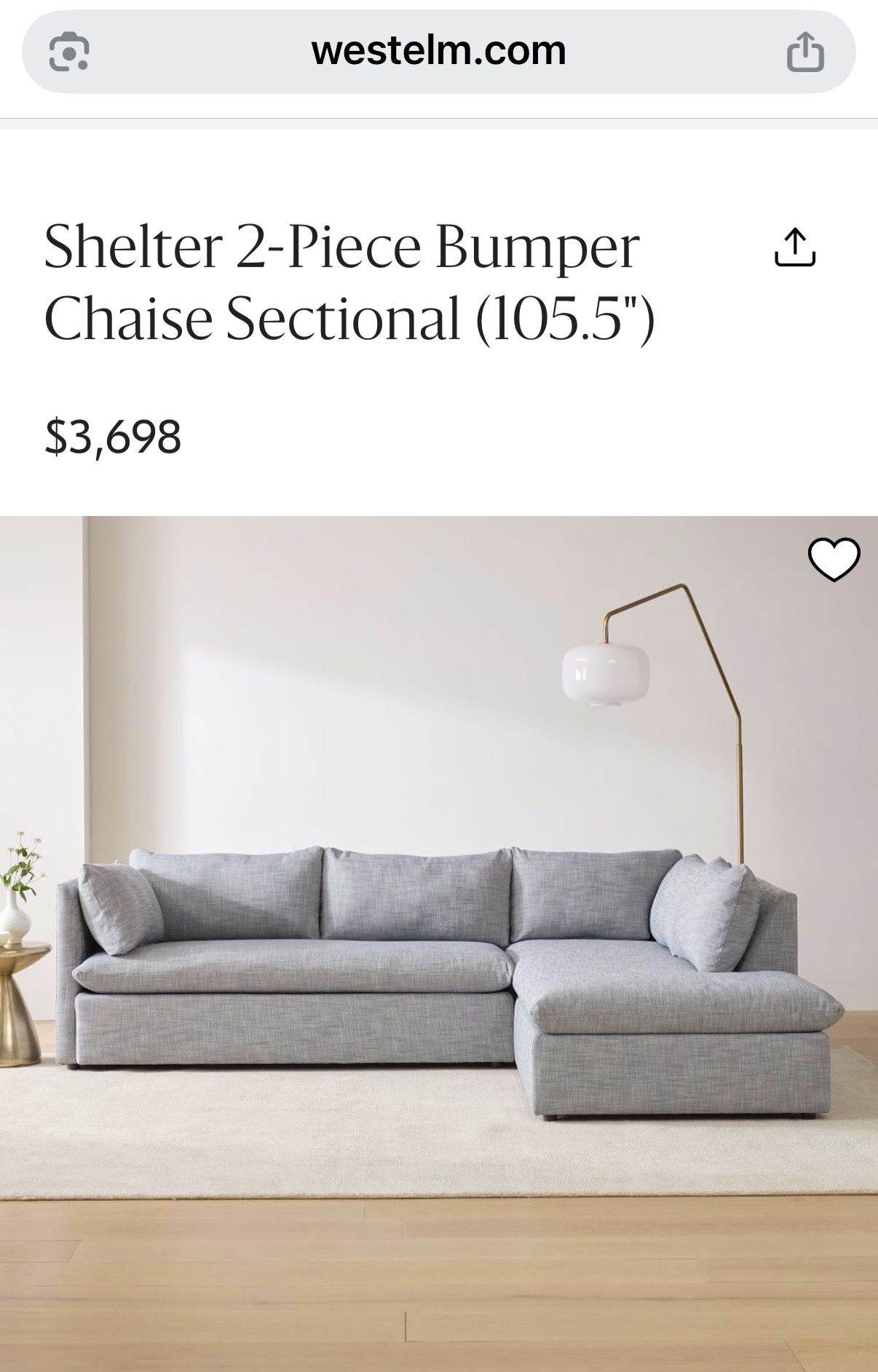 West Elm Shelter Couch