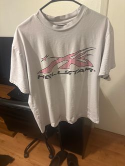 Hellstar Sport Logo Tee in white and pink