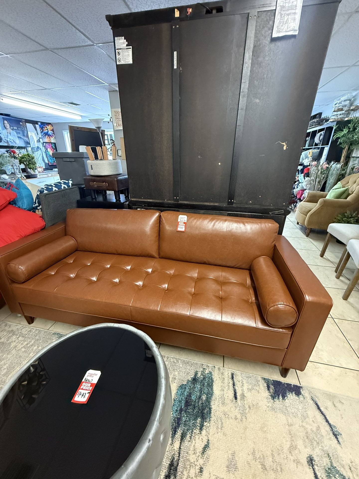 Brand New Brown Faux Leather Sofa
