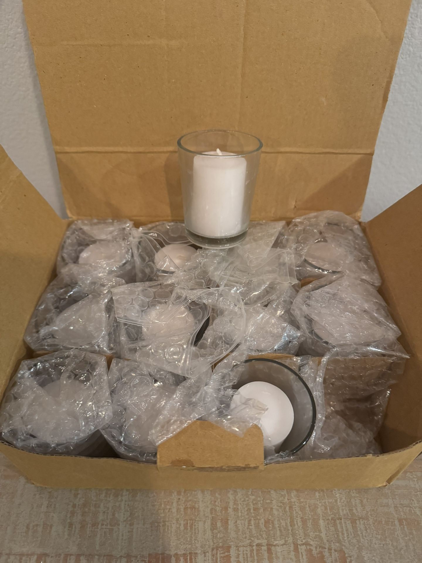 White Candle Lot + Taper Hurricanes