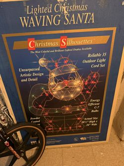 Vintage Waving Santa Silhouette Light Yard