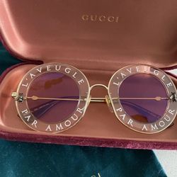 Gucci L'Aveugle Par Amour Round Frame Sunglasses