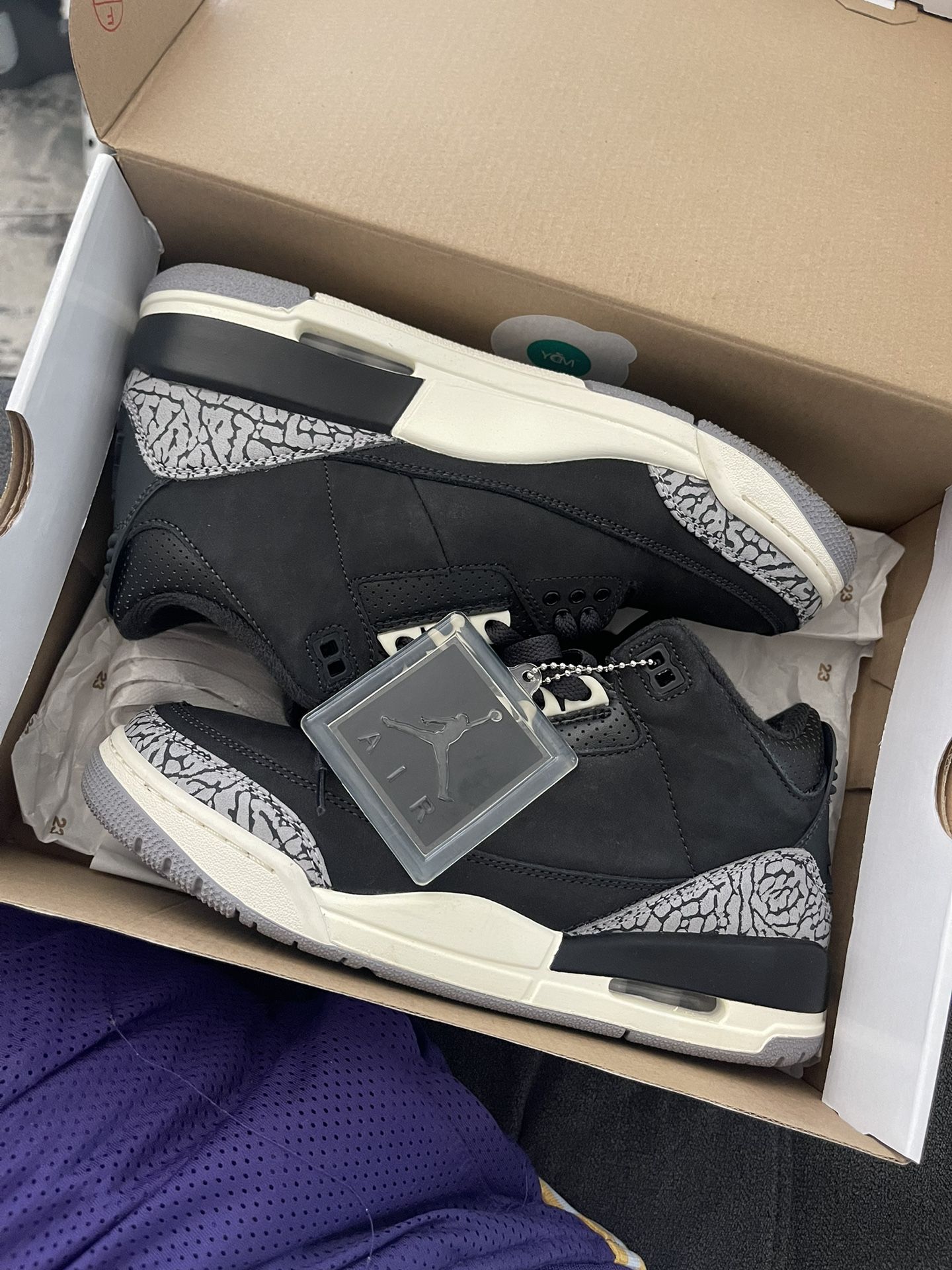Jordan Retro 3 Off Noir - Size 6.5y w/ Original Box & Hang Tag