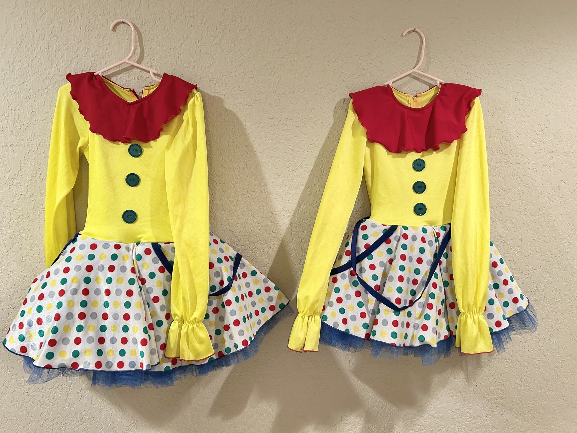 Kids Matching Clown Dance Costumes Sizes 5/6 And 7/8