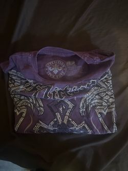 Affliction Live Fast Purple Graphic T-Shirt