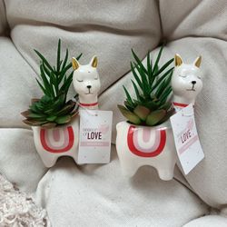 Season of Love Llama Artificial Succulent Planters