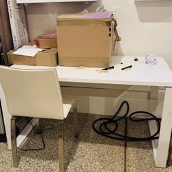 Desk with One White Chair