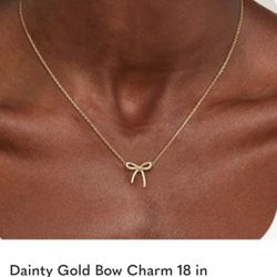 Gold Dainty Bow Pendant W/chain