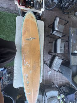Crescent Designs Longboard 8’0 — Hand Painted Floral Art / Twin Fin