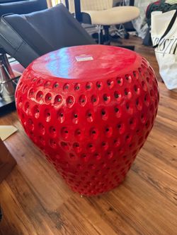 Red Strawberry Ceramic Garden Stool