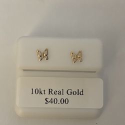 10k Real gold butterfly studs