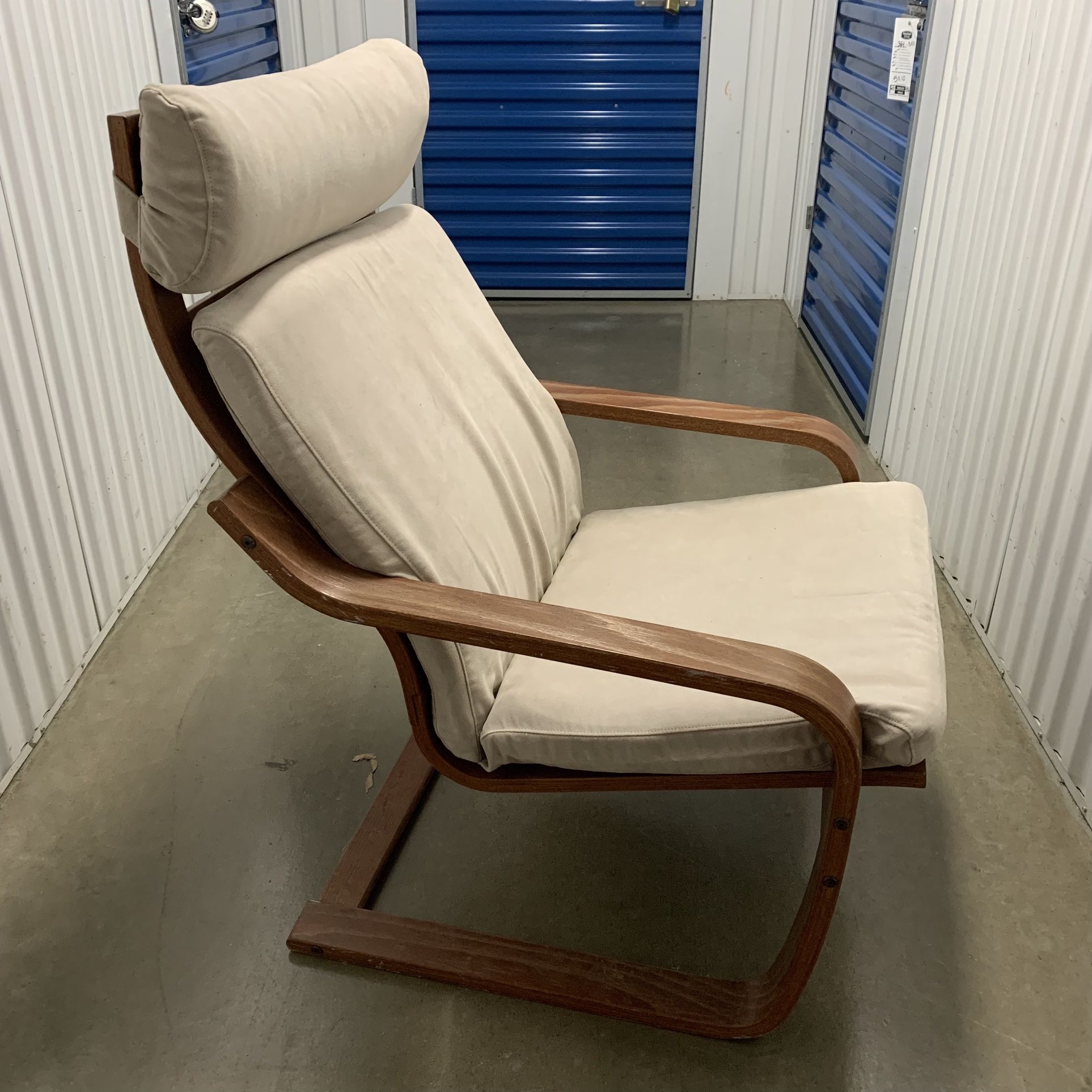 IKEA Poang Tan Leather Cantilever Armchair And Footstool, 42 OFF