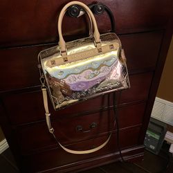 MICHAEL KORS METALLIC SIGNATURE DUFFLE BAG