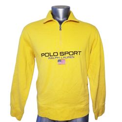 POLO SPORT RALPH LAUREN 1/4 ZIP SPELL OUT YELLOW MEN SWEATER SIZE  LARGE VINTAGE

**PRICE IS FIRM**