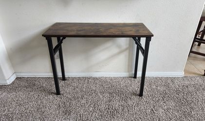 Rustic Style Metal and Wooden Small Folding Portable Desk/Small Entry Table. 35.75"W x 15.75"D x 28.75"H.