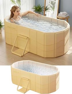 🥨Portable Foldable Bathtub for Adults,47"Lx22"Wx20"H,White Portable Design,5-Layer Insulation, Reinforced Metal Frame, For Bathroom Shower Hot SPA Ic