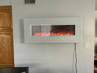 White Glass Wall-Mounted Electric Fireplace