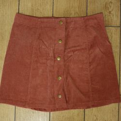 Brown corduroy button skirt (Medium)