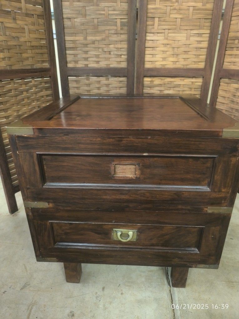 $180 OBO Antique End Table With Brass Accents
