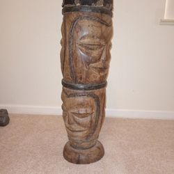 Genuine African Ceiba Wood Drum De Religion Tallado