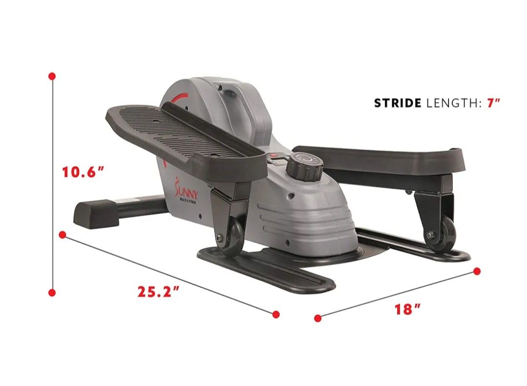 Sunny Health & Fitness 2-in-1 Sit/Stand Mini Elliptical Machine, Portable Under Desk Peddler