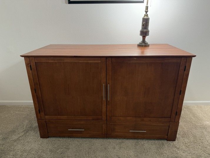 Murphy Cabinet Chest Bed with Charging Station (Queen, Cherry)