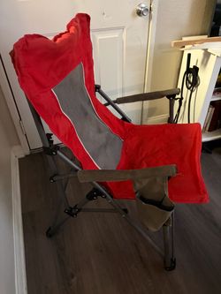 Red Folding Camping Chair with Cup Holder