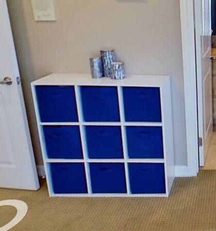 White And Blue Cubby Shelf 