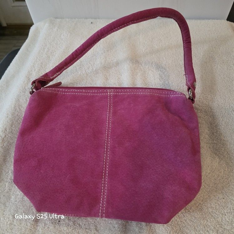 Pink 100% Real Suede Leather Purse.