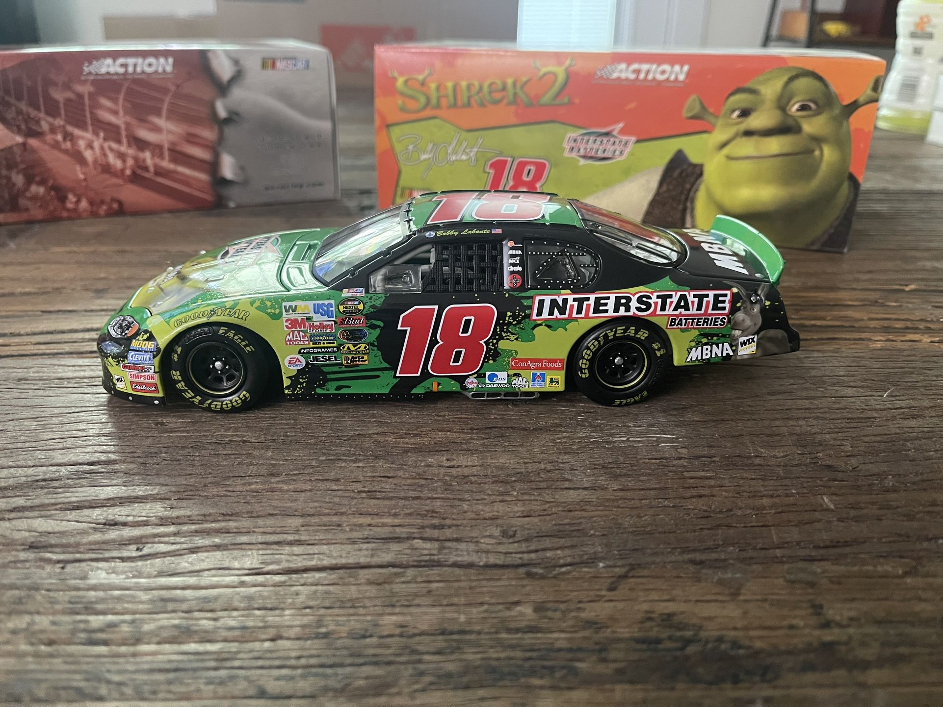 1:24 Bobby labonte. # 18 interstate batteries/shrek 2. 2004 Monty Carlo.
