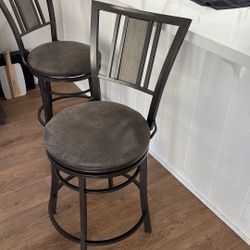 Barstool - Grey Metal With Wood Accent 