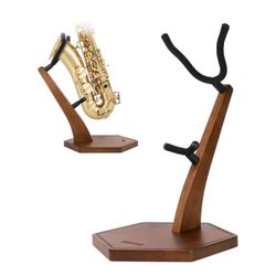 STRICH Wooden Saxophone Stand Display For Alto Tenor Sax, Handmade Solid Wood Floor Stand Holder Colour Walnut, Weighted Heavy Base (FH-4, Sax)