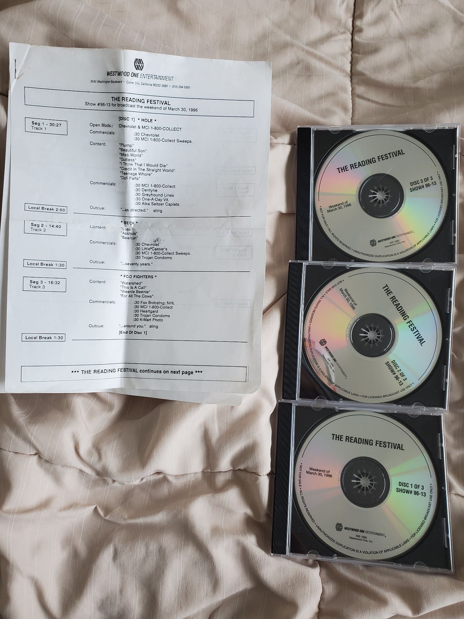 Rare Reading Festival 1995 White Zombie Foo Fighters Smashing Pumpkins