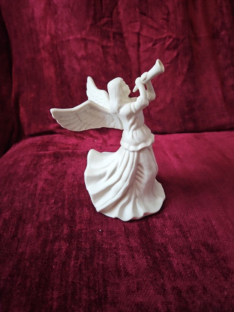 Trumpeting Angel Statue - Unpainted, Unfinished