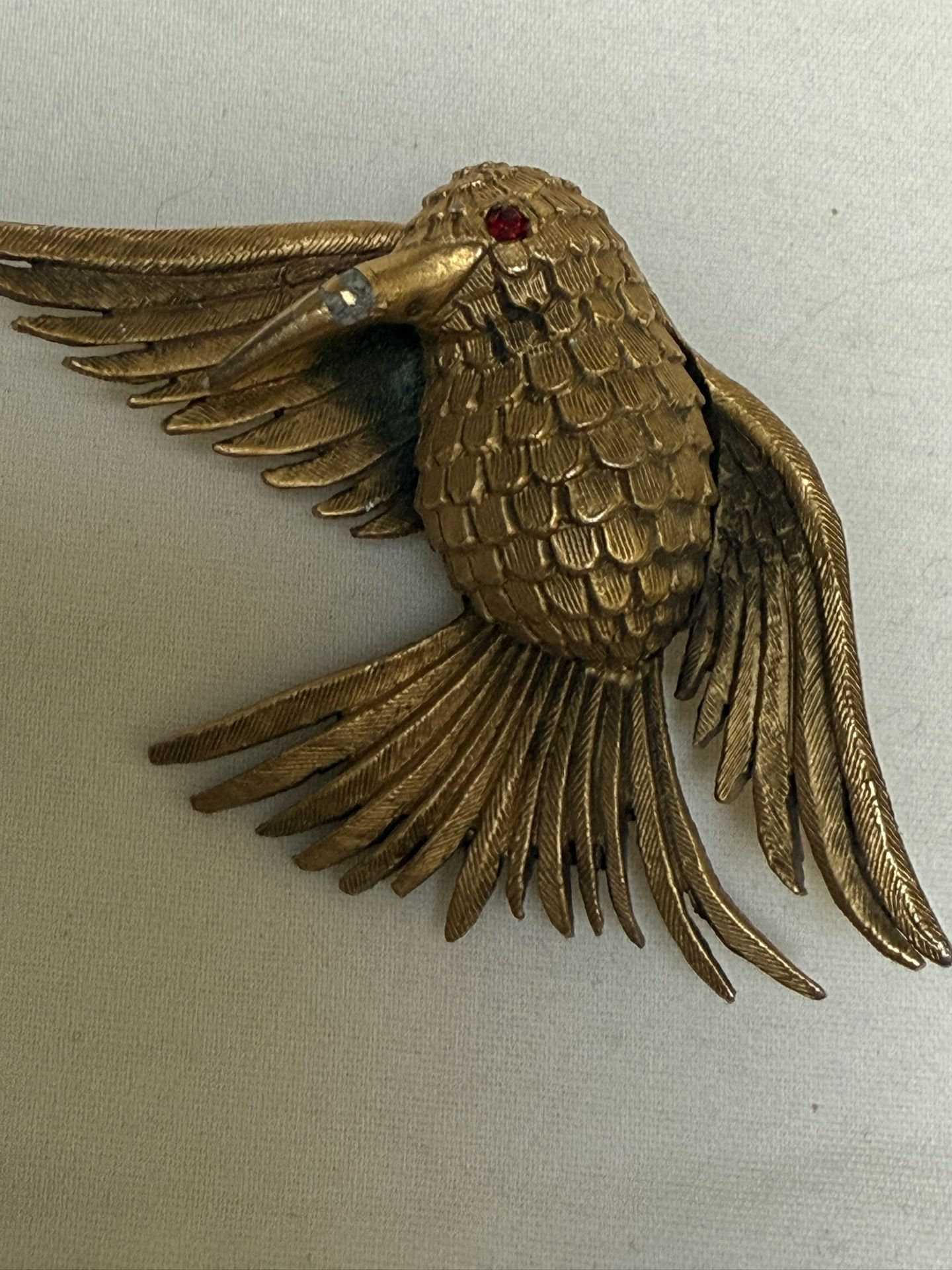 Vintage Denison’s Gold Colored Hummingbird Figured Brooch