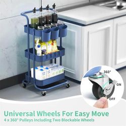 The storage rolling cart is made of high quality steel frame and ABS trays, which has the feature of anti-corrosion, waterproof, scratch-resistant. Th