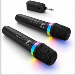 Wireless Handheld Mic with LED Lights, Karaoke Microphone Set 40H Battery, 200ft Range, One-to-One Chip Connection, Rechargeable Dual Wireless Mics fo