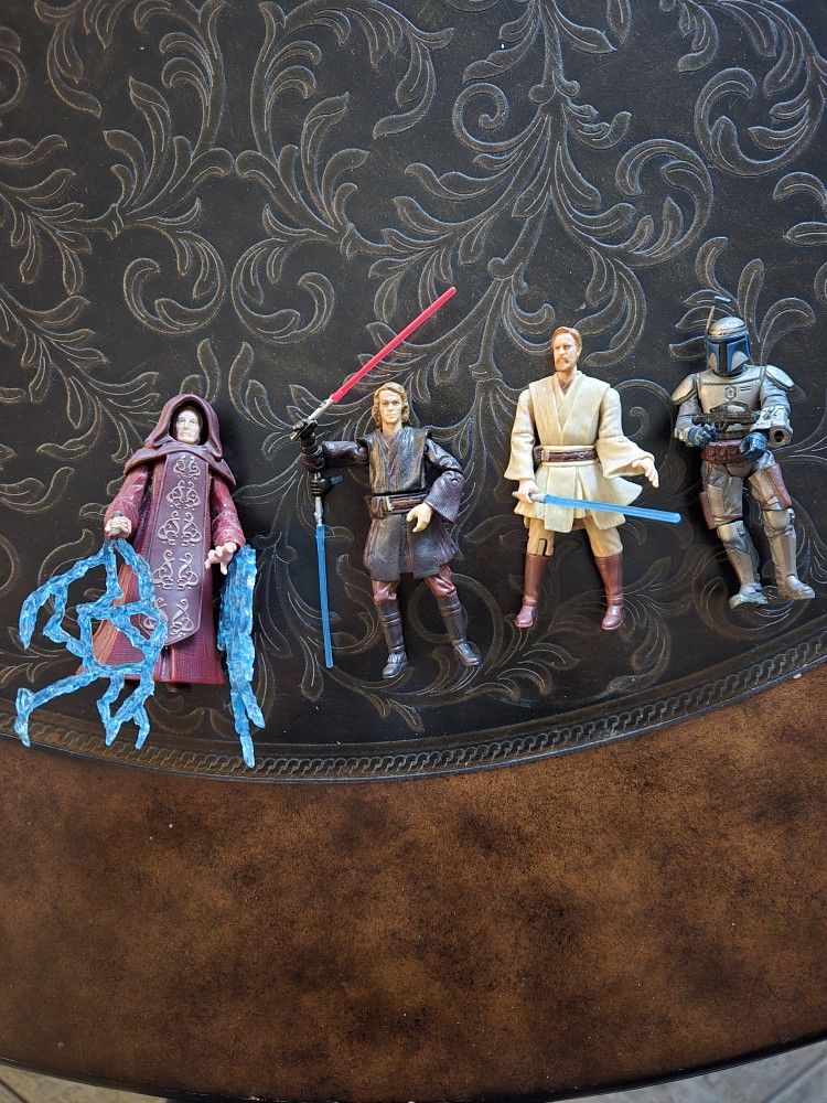 Star Wars Action Figure Lot Emperor Palpatine/Darth Sidious, Anakin Skywalker, Obi-Wan-Kenobi, and Jango Fett $50 OBO