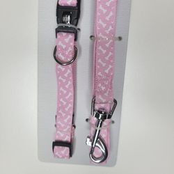 Light Pink Bone Collar Leash Set 