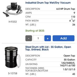 Drum Top Industrial Vacuum