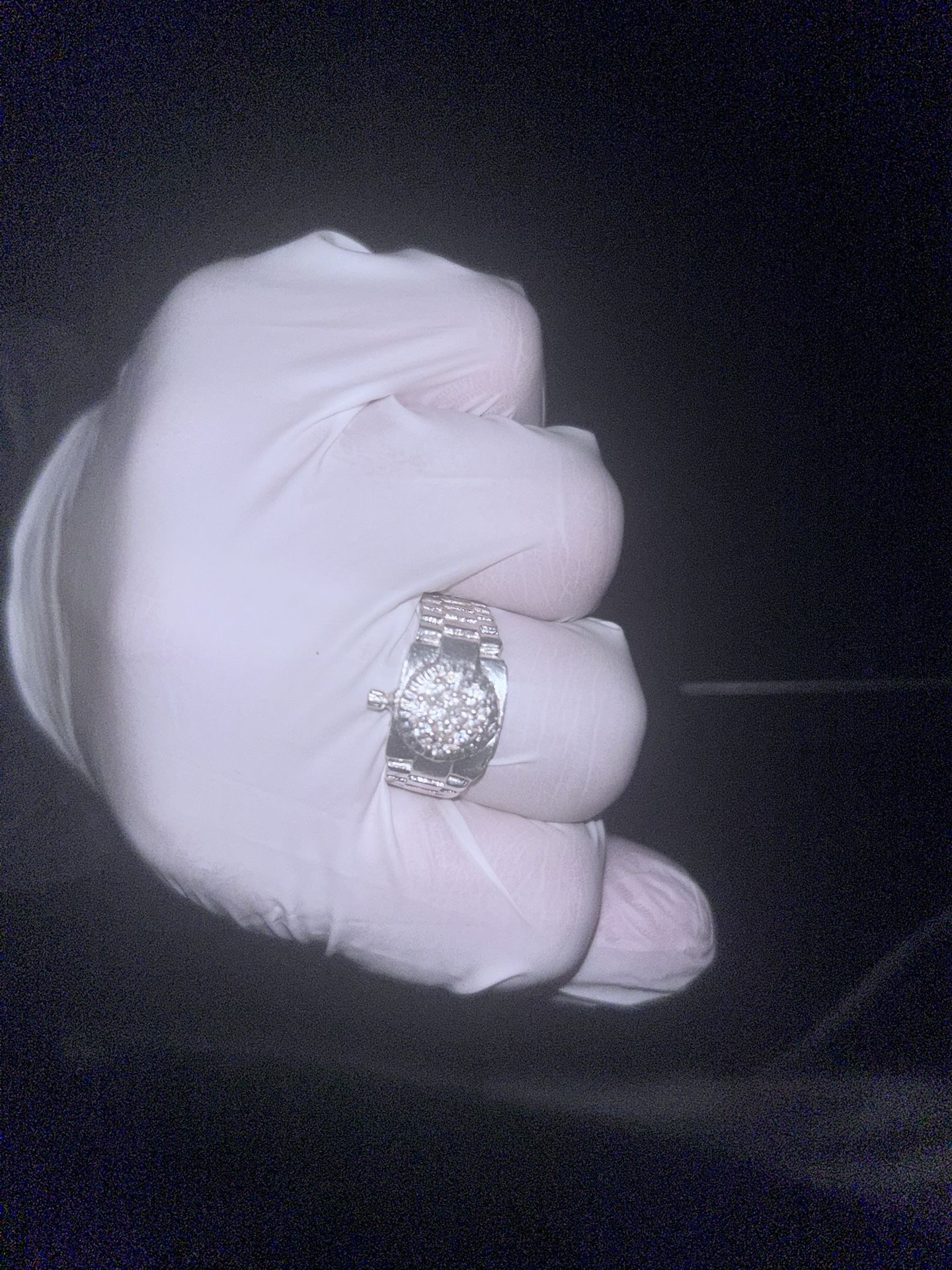 Silver Round Moissanite Watch Ring