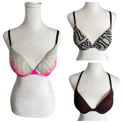 3 Victoria Secret Push-up Bras Bundle Size 34C