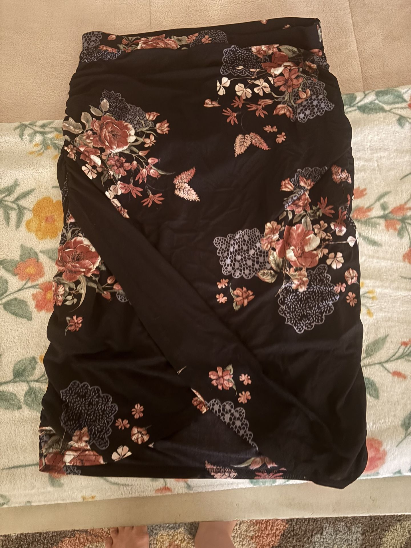 Black Floral Skirt