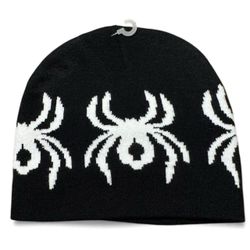 Y2K Spider Beanie One Size Black White
